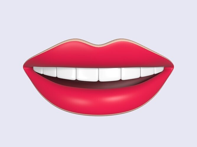 Cartoon Mouth - Lips - Teeth - Smile - Icon - Emoji - Smiley Low-poly 3D model