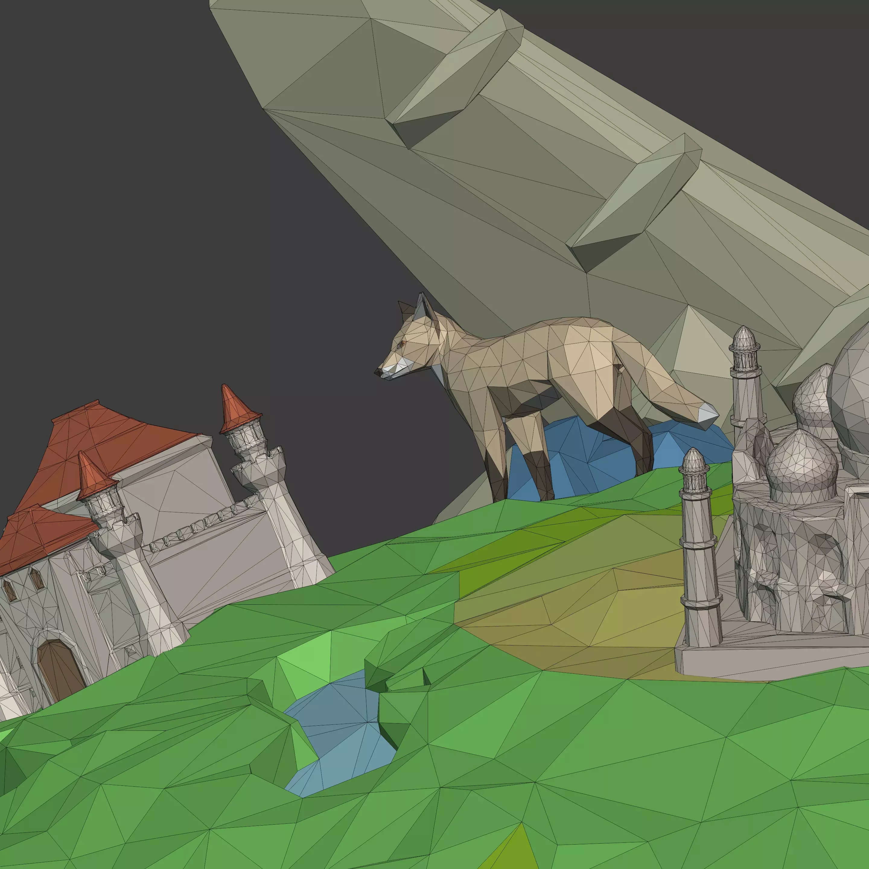 Polygonal LowPoly Cartoon Planet Earth - Low Poly Travel AD Pack Low-poly 3D model_16