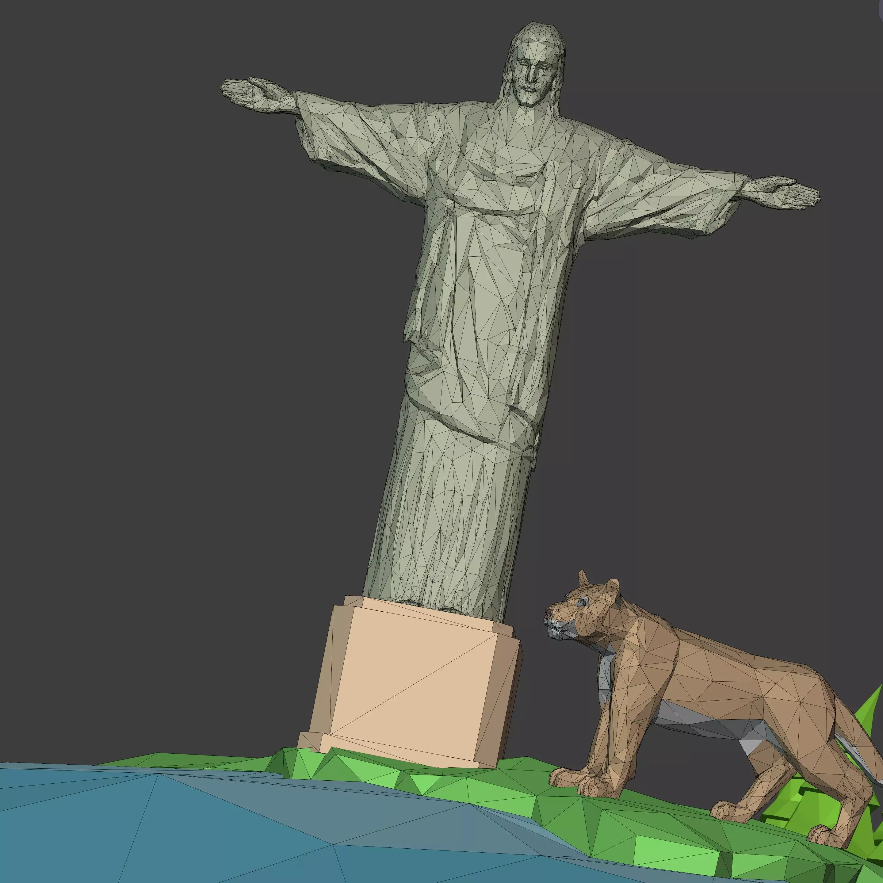 Polygonal LowPoly Cartoon Planet Earth - Low Poly Travel AD Pack Low-poly 3D model_12