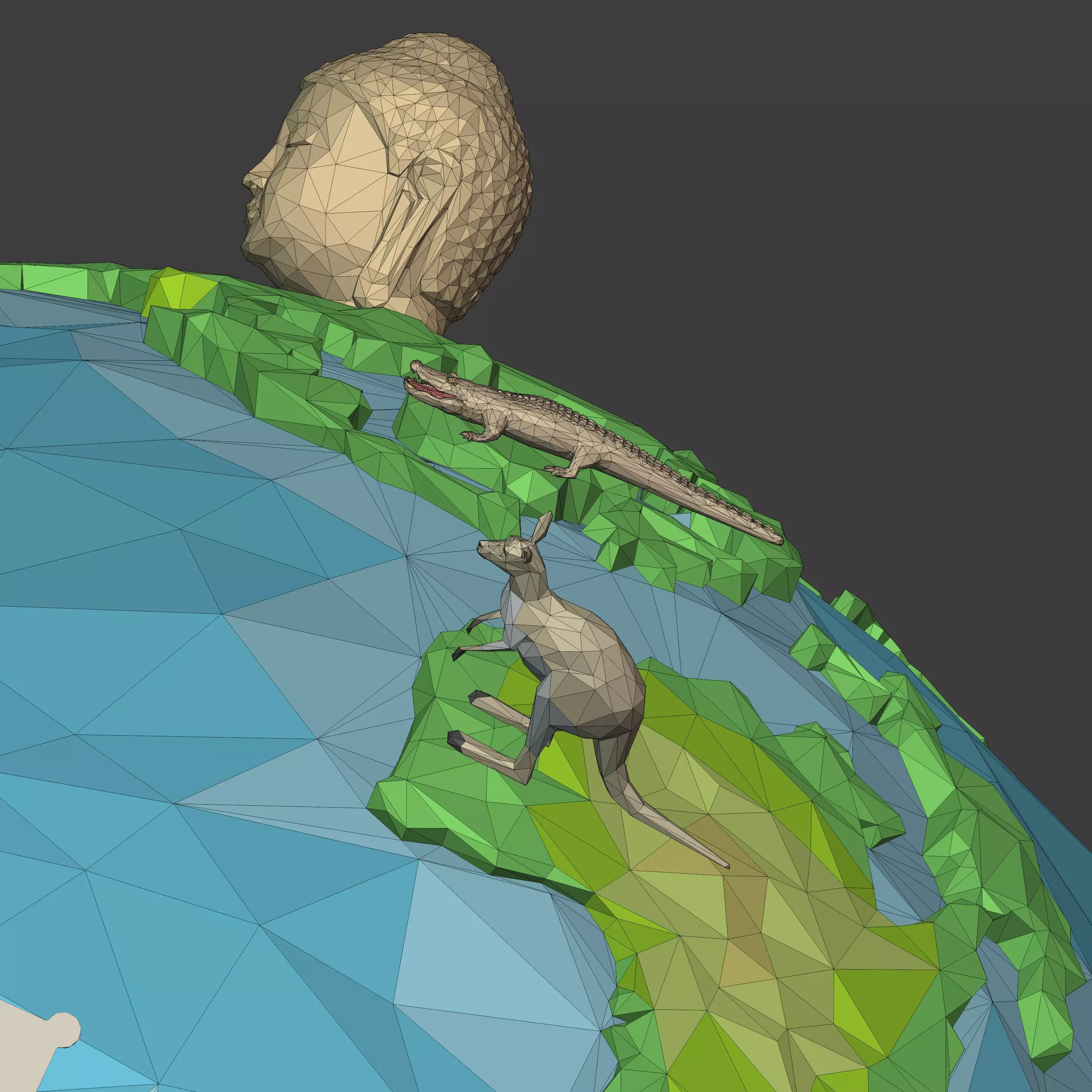 Polygonal LowPoly Cartoon Planet Earth - Low Poly Travel AD Pack Low-poly 3D model_14