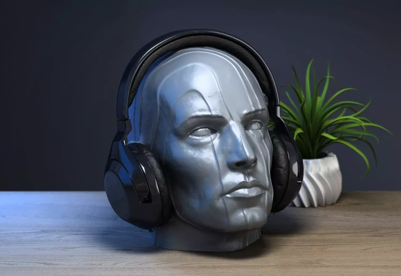 Human modern Headphone Stand Cyborg Headset Stand 3D print model_0