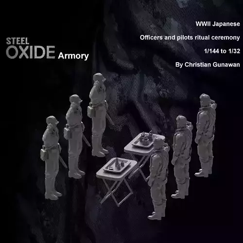 WWII Japanese officers and pilots ritual ceremony