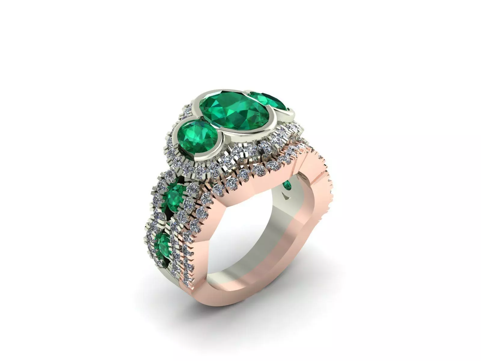 Engagement Ring and Band 3D print model_0