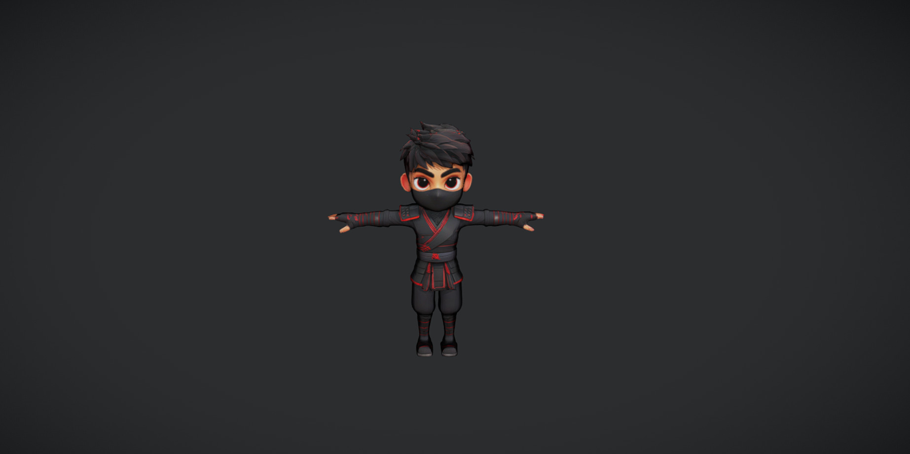 Shadow Warrior Ninja Boy Low-poly 3D model_1