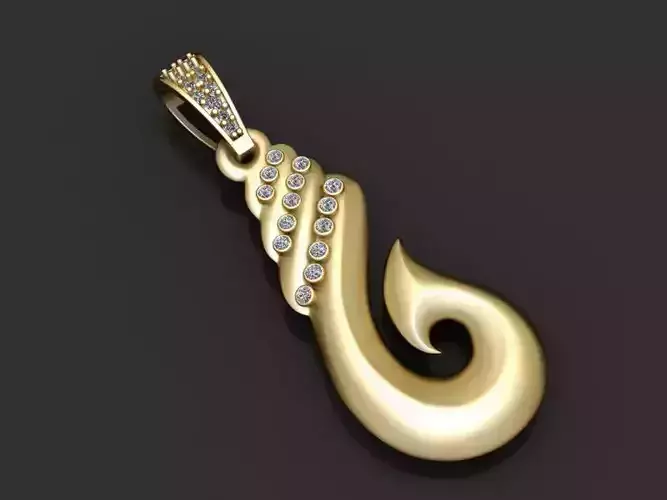 STYLISH FISHHOOK DIAMOND PENDANT 3D PRINTABLE MODEL 3D print model