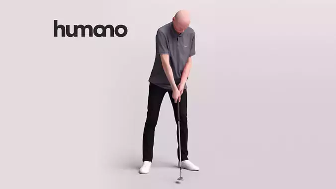 Humano Man playing golf - golf swing -2601-087-3161 3D model