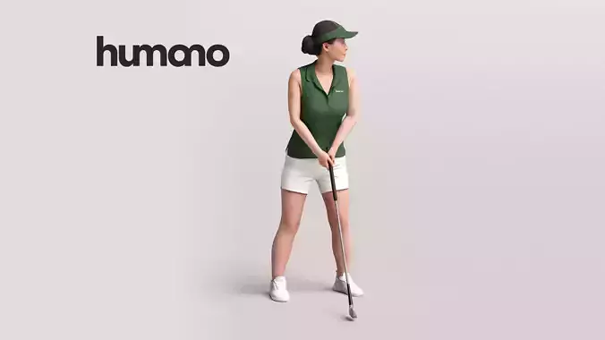 Humano Woman playing golf - golf swing -2601-083-5415 3D model