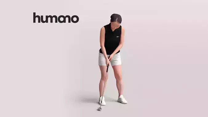 Humano Woman playing golf - golf swing -2601-083-5414 3D model