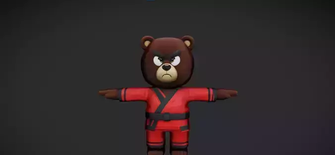 Karate Bear  3D Character Model Low-poly 3D model