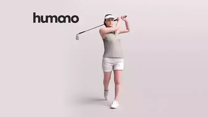 Humano Woman playing golf - golf swing -2601-070-5416 3D model
