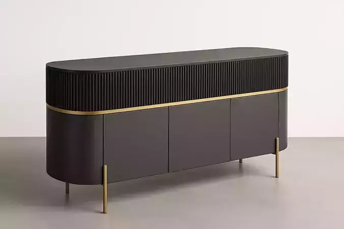 Black Storage Cabinet with Gold Details
