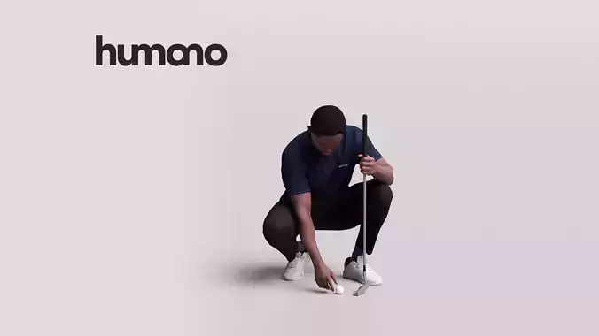 Humano Man playing golf - crouching -2601-064-5036