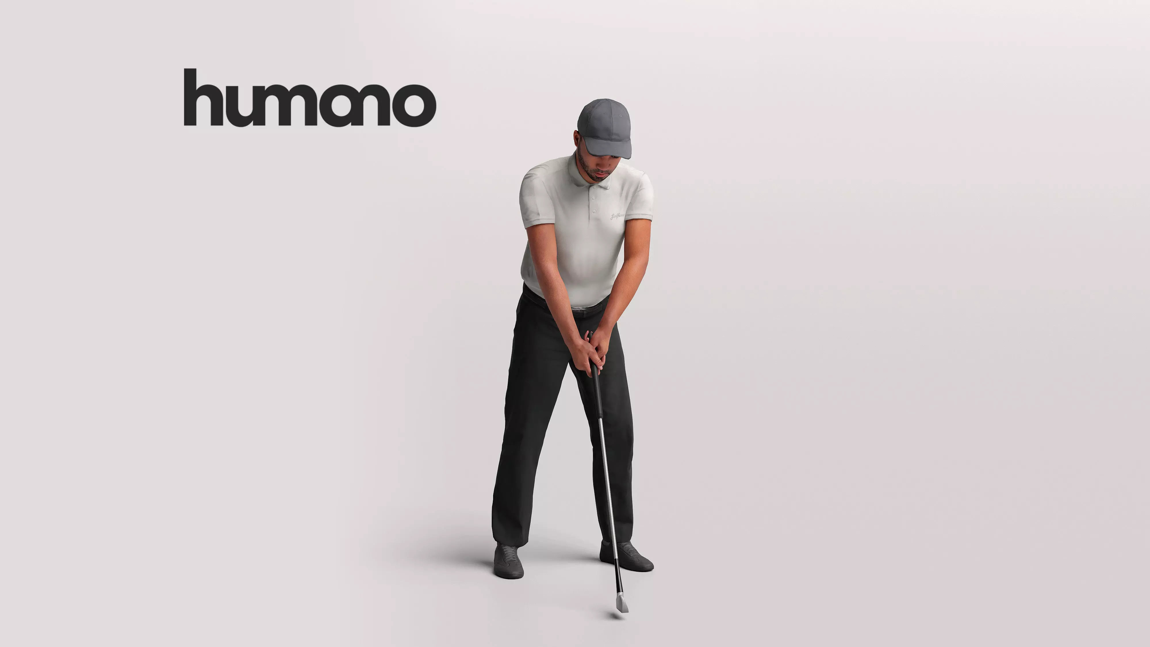 Humano Man playing golf - golf swing -2601-063-2713 3D model