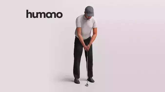 Humano Man playing golf - golf swing -2601-063-2710 3D model