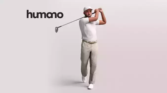 Humano Man playing golf - golf swing -2601-063-2709 3D model
