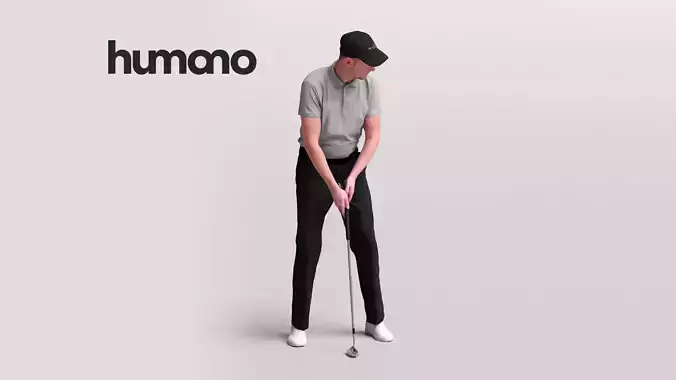 Humano Man playing golf - golf swing -2601-056-2704 3D model
