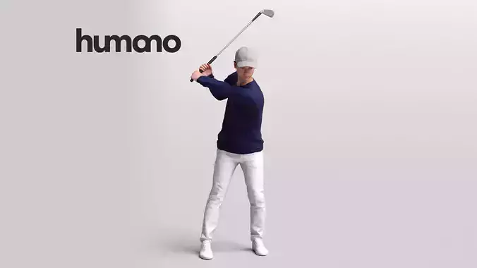 Humano Man playing golf - golf swing -2601-053-2193 3D model