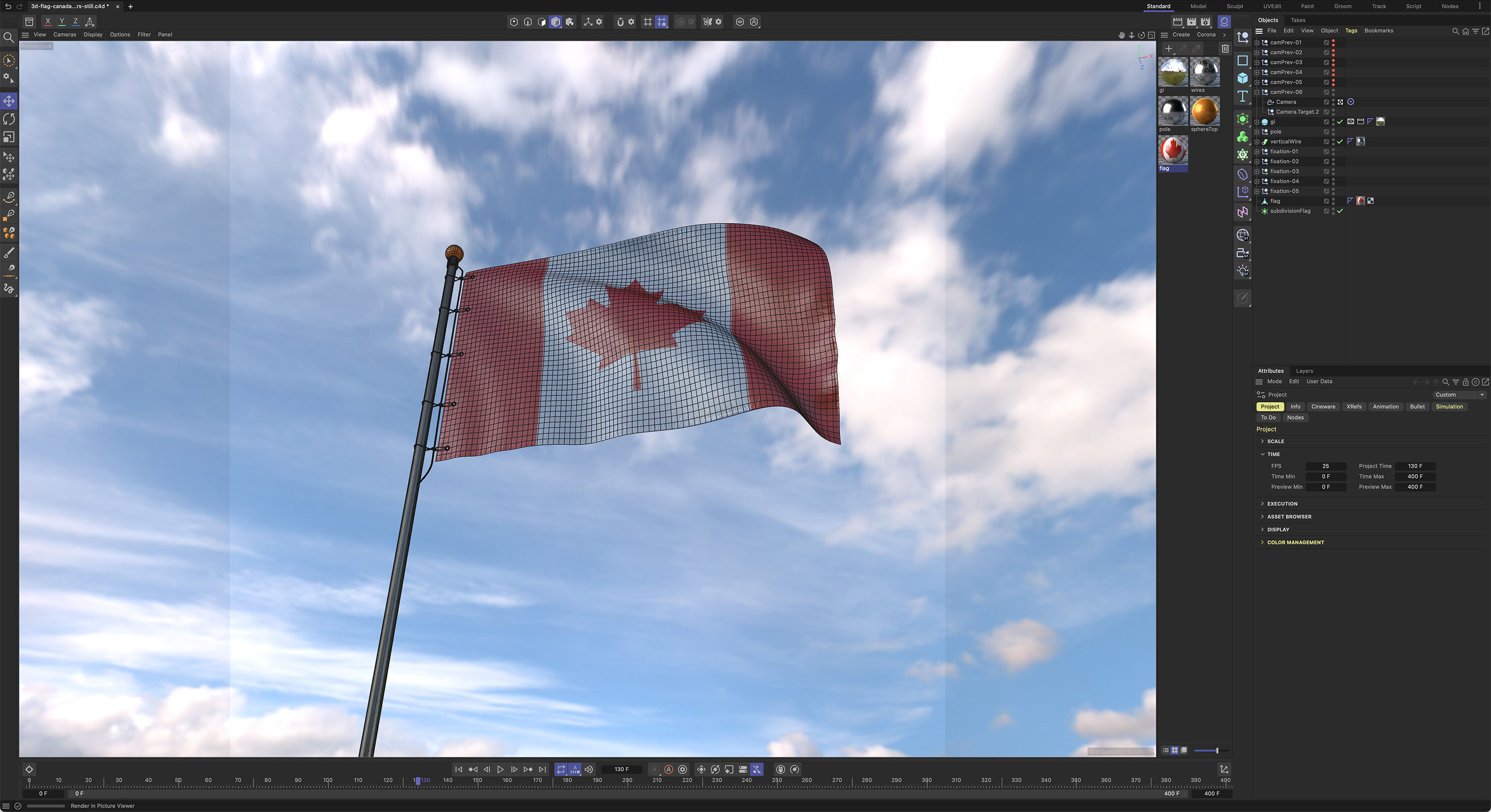 Flag Canada animated loop 3D model_7