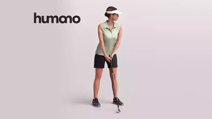 Humano Woman playing golf - golf swing -2601-032-7656 3D model