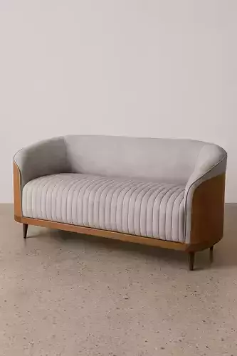 Modern Grey Sofa with Wooden Frame
