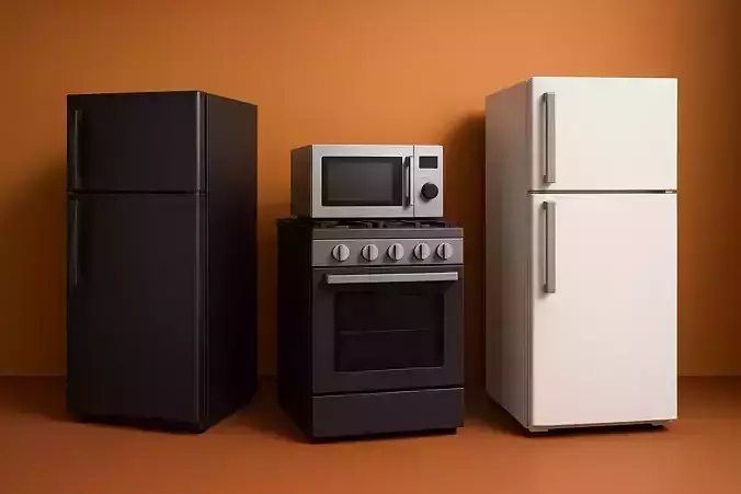 Complete 3D Cooking Set Refrigerator Microwave and Gas Stove