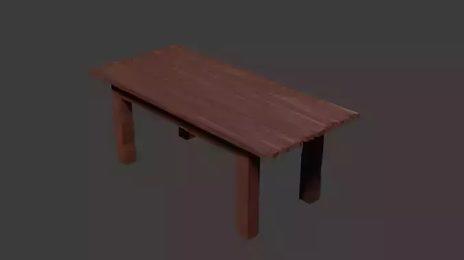 Old Wooden Table Game Ready 3D Model
