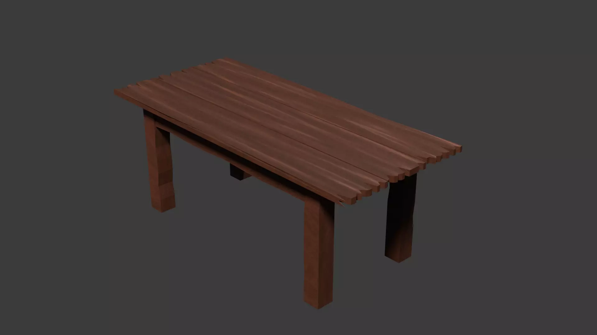 Old Wooden Table Game Ready 3D Model Free 3D model_0