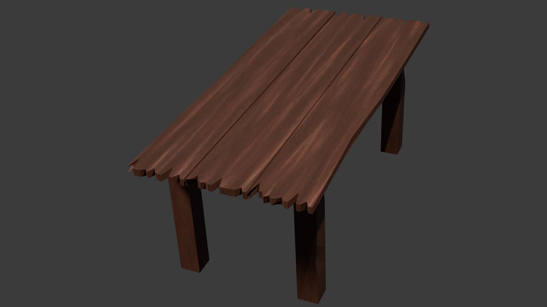 Old Wooden Table Game Ready 3D Model Free 3D model_1