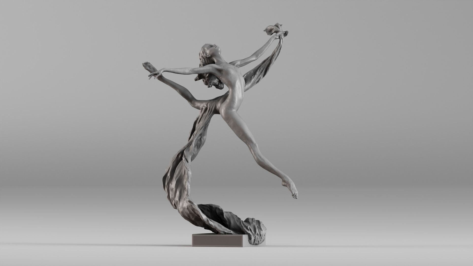 001607 Dancing Woman Sculpture 3D print model_3