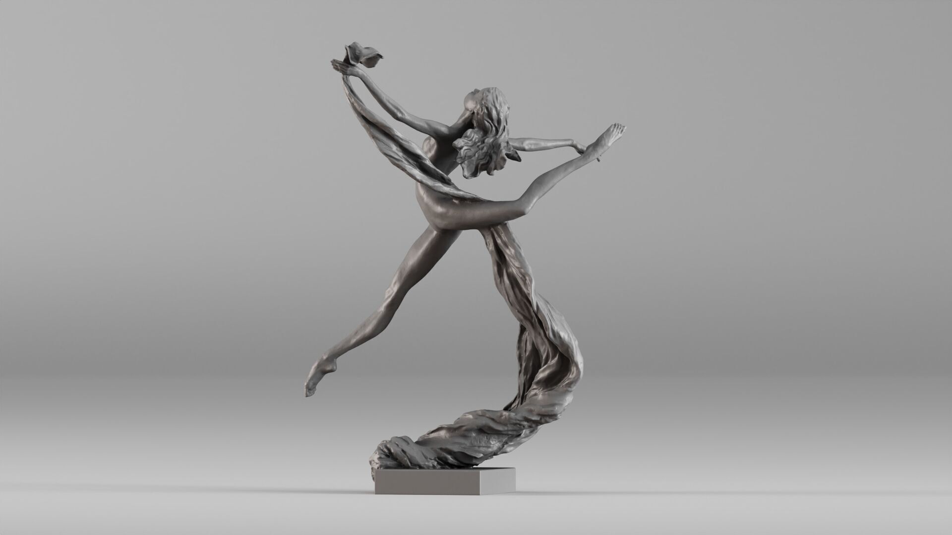 001607 Dancing Woman Sculpture 3D print model_11