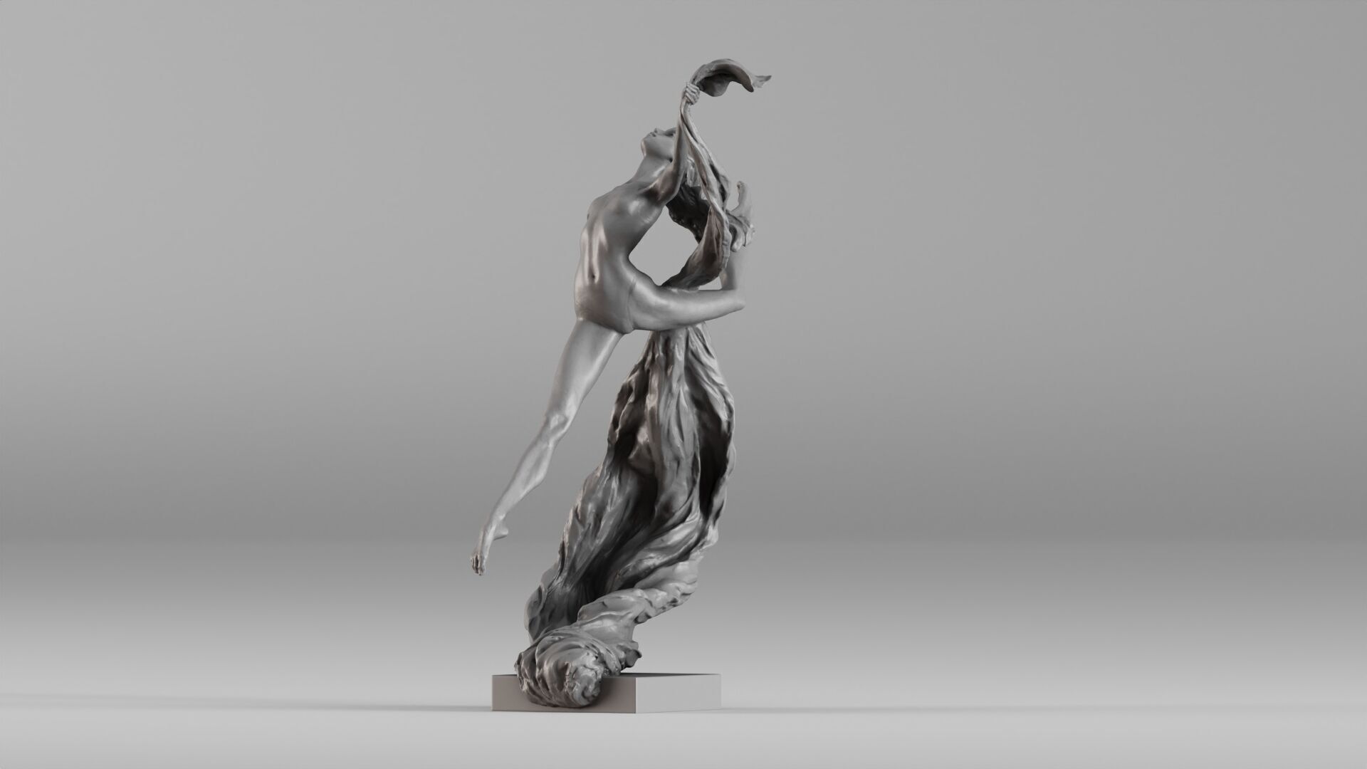 001607 Dancing Woman Sculpture 3D print model_14