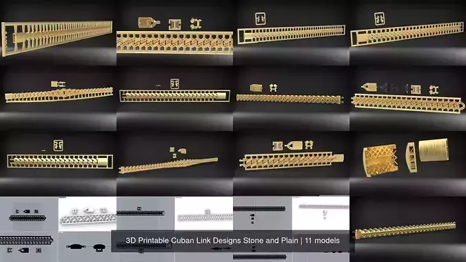 3D Printable Cuban Link Designs Stone and Plain