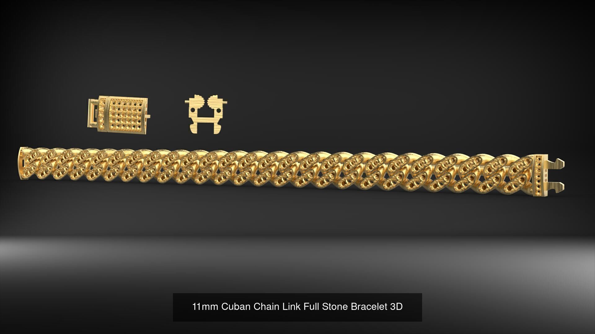 3D Printable Cuban Link Designs Stone and Plain 3D Model Collection_9
