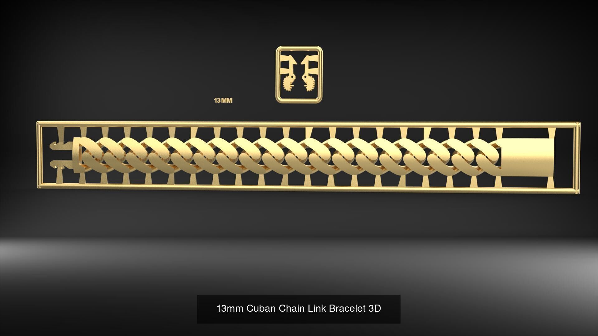 3D Printable Cuban Link Designs Stone and Plain 3D Model Collection_11