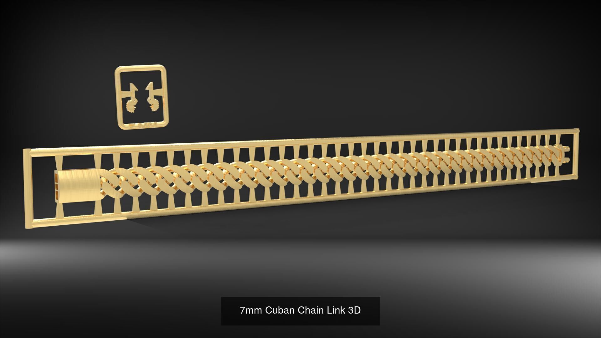 3D Printable Cuban Link Designs Stone and Plain 3D Model Collection_5