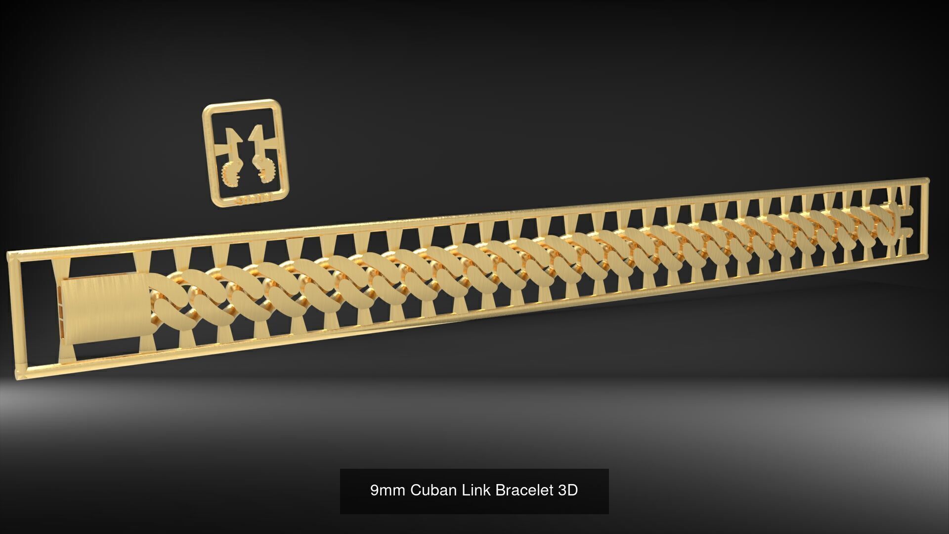 3D Printable Cuban Link Designs Stone and Plain 3D Model Collection_6