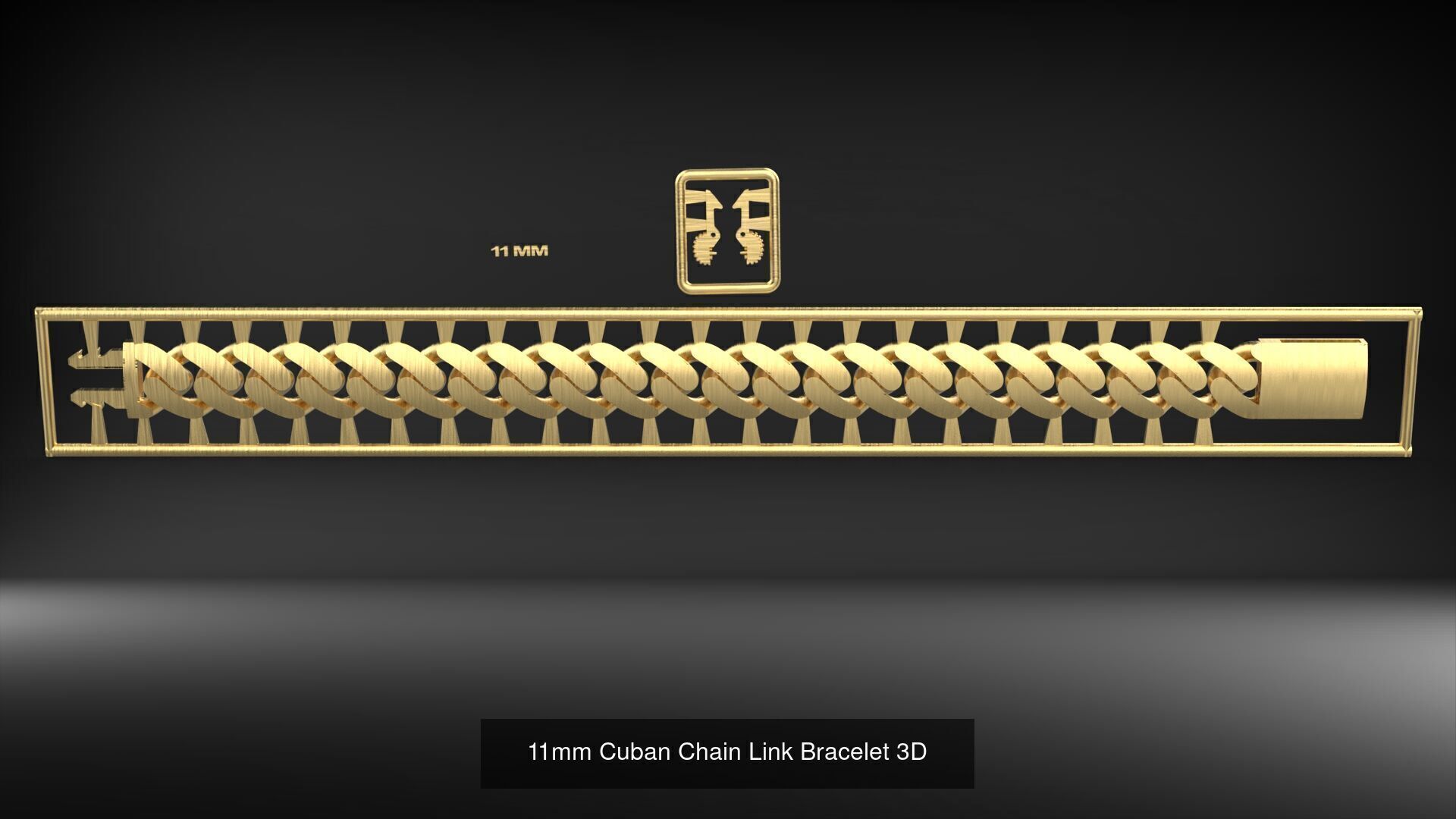 3D Printable Cuban Link Designs Stone and Plain 3D Model Collection_8