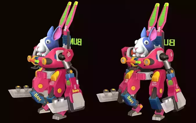 Bunny Mech Rider Stylized for Game