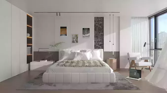 Light luxury bedroom 3D model