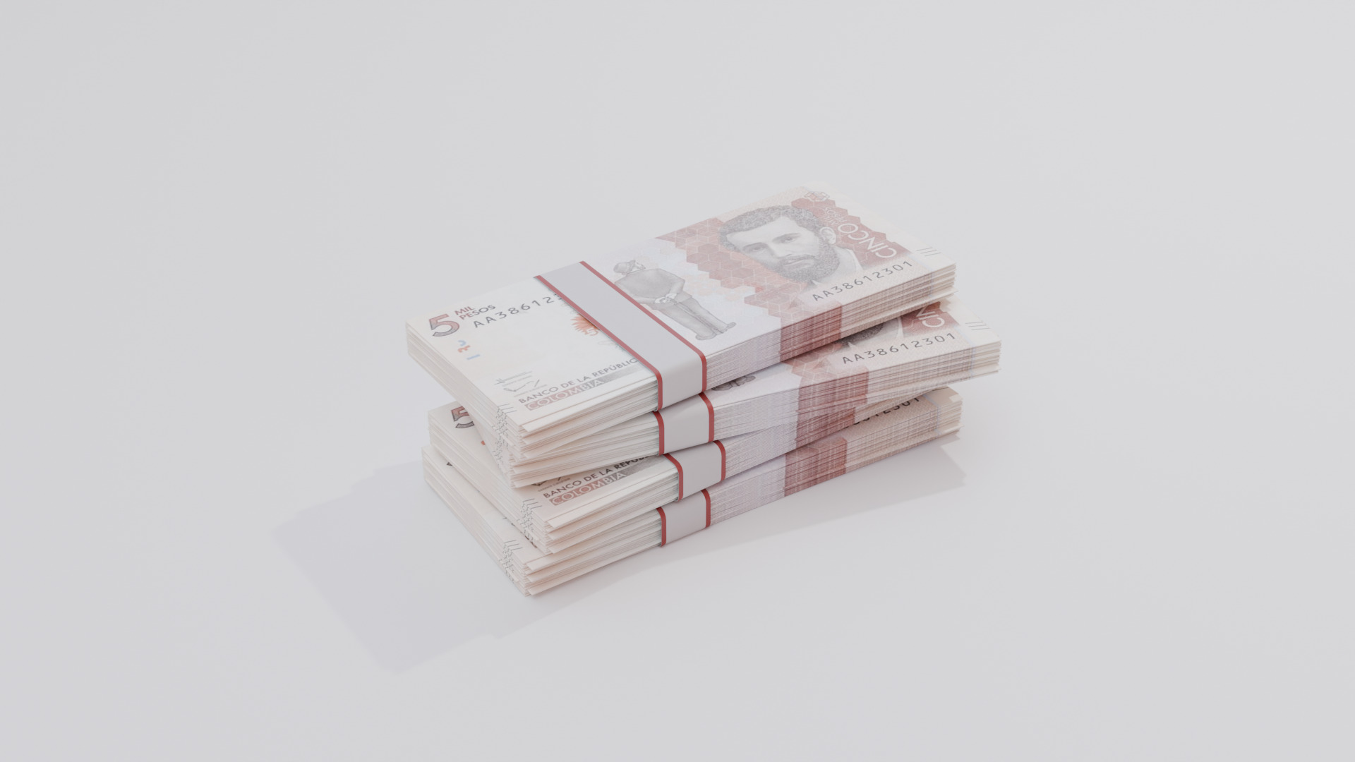 5 Mil Pesos Colombian Currency Low-poly 3D model_3