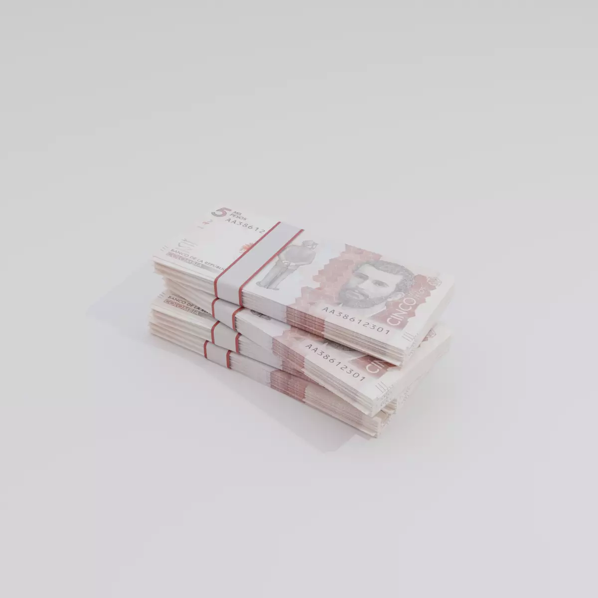 5 Mil Pesos Colombian Currency Low-poly 3D model_0