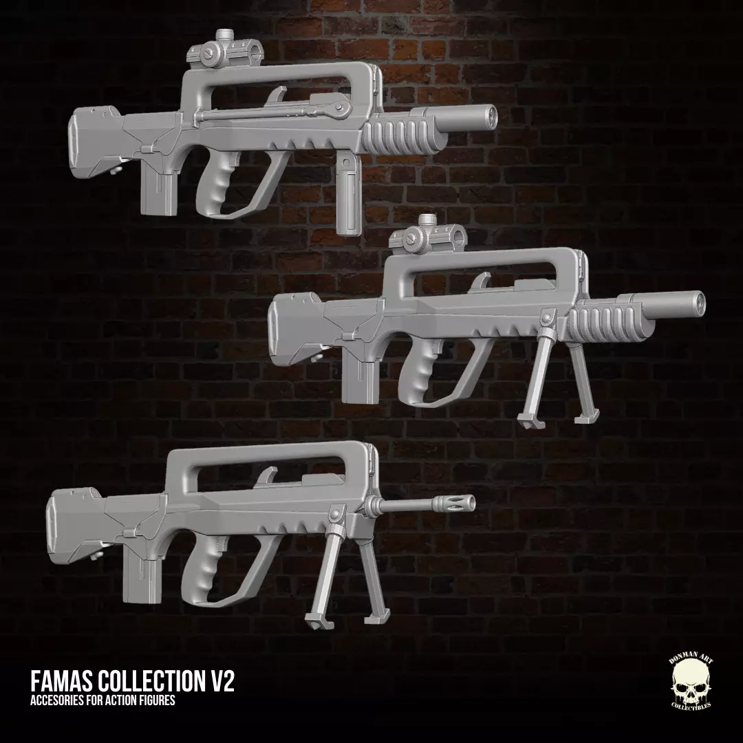 Famas Collection v2 3D printables for action figures 3D print model_0