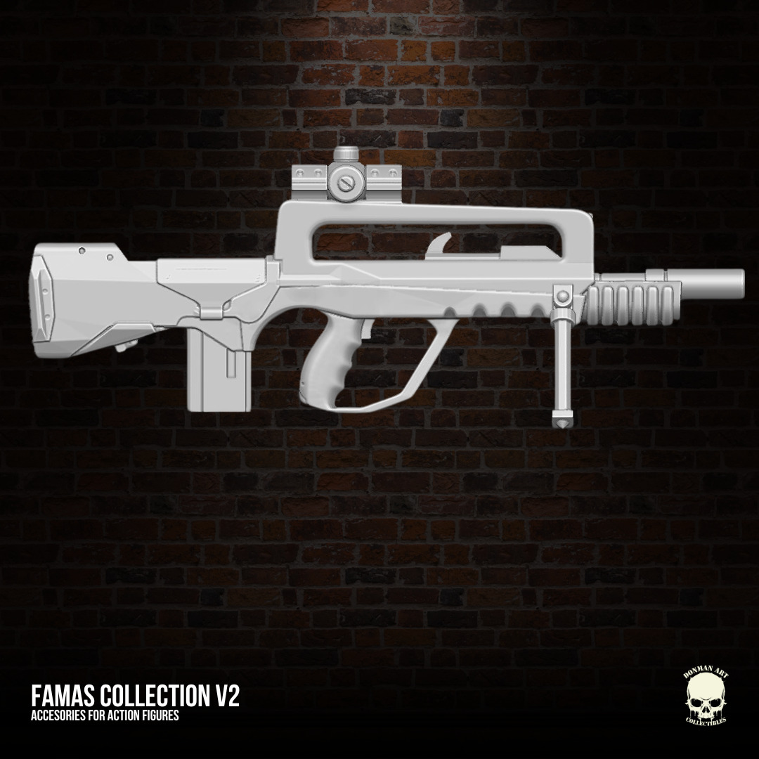 Famas Collection v2 3D printables for action figures 3D print model_3
