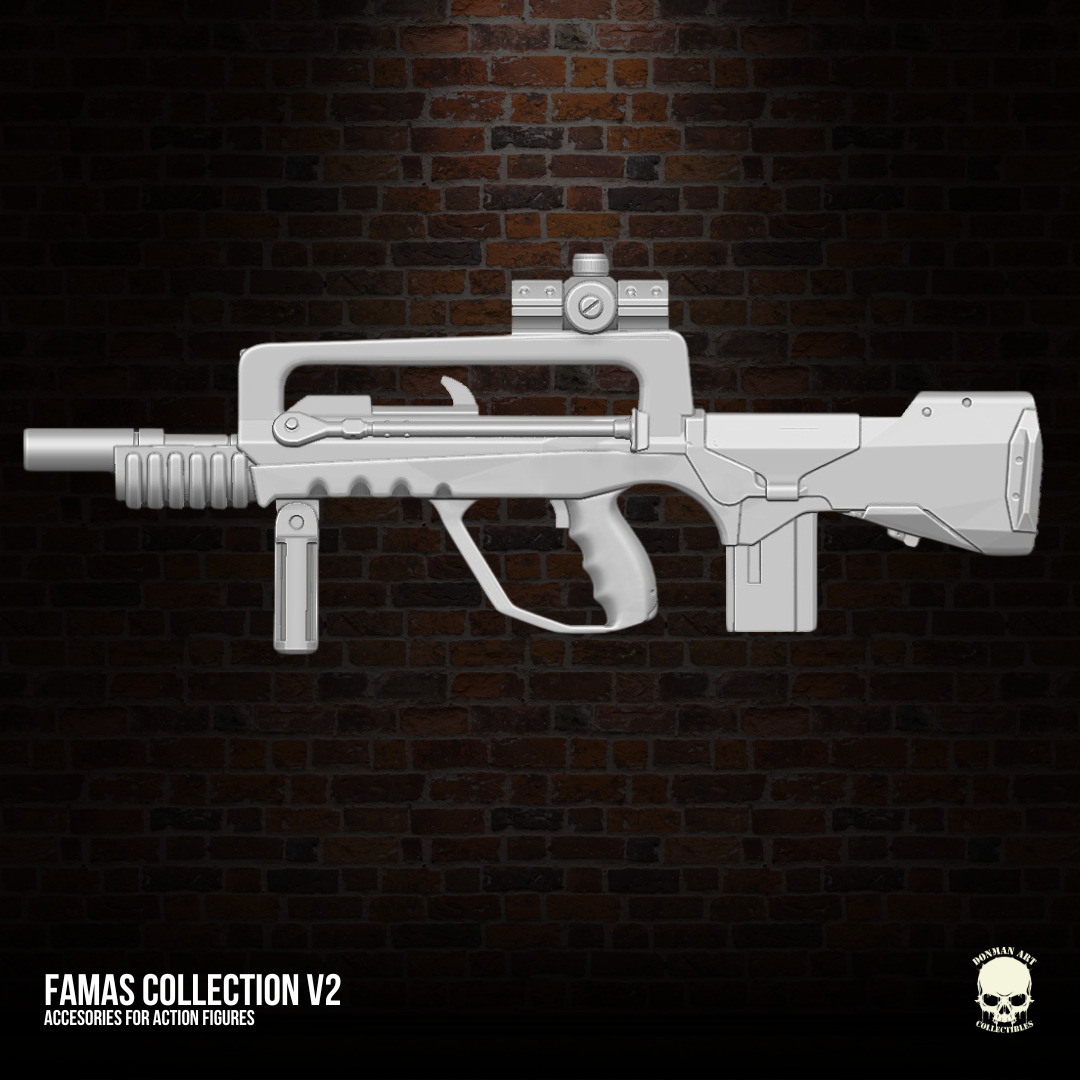 Famas Collection v2 3D printables for action figures 3D print model_6