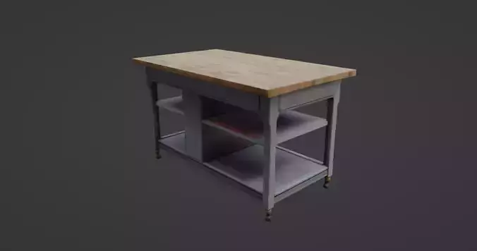 Freestanding Kitchen Island with Butcher Block Top 3D model