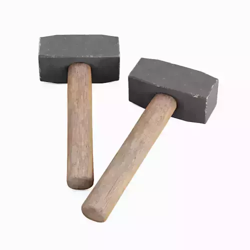 Industrial Wooden Hammer 07 Low-poly 3D model