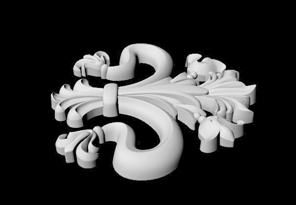 Central decor ornament for furniture 3D model_4