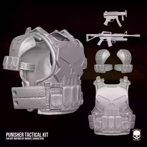 Punisher Tactical Kit Fan Art 3D printables for action figures 3D print model