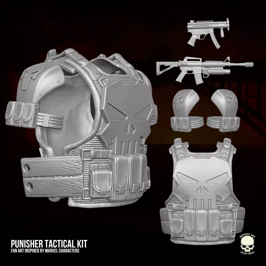 Punisher Tactical Kit Fan Art 3D printables for action figures 3D print model_0