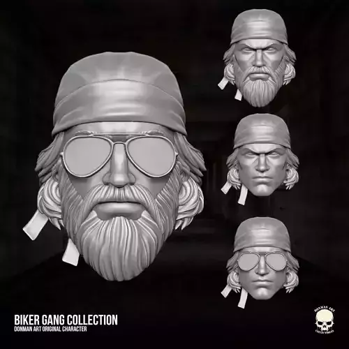 Biker Gang Heads Collection 3D printables for action figures